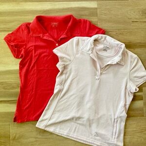 L.L. Bean bundle 2 Women’s polo shirts pink red size L